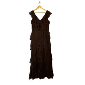 Adrianna Papell Special Occasion Dress Sleeveless Long Flowy Brown